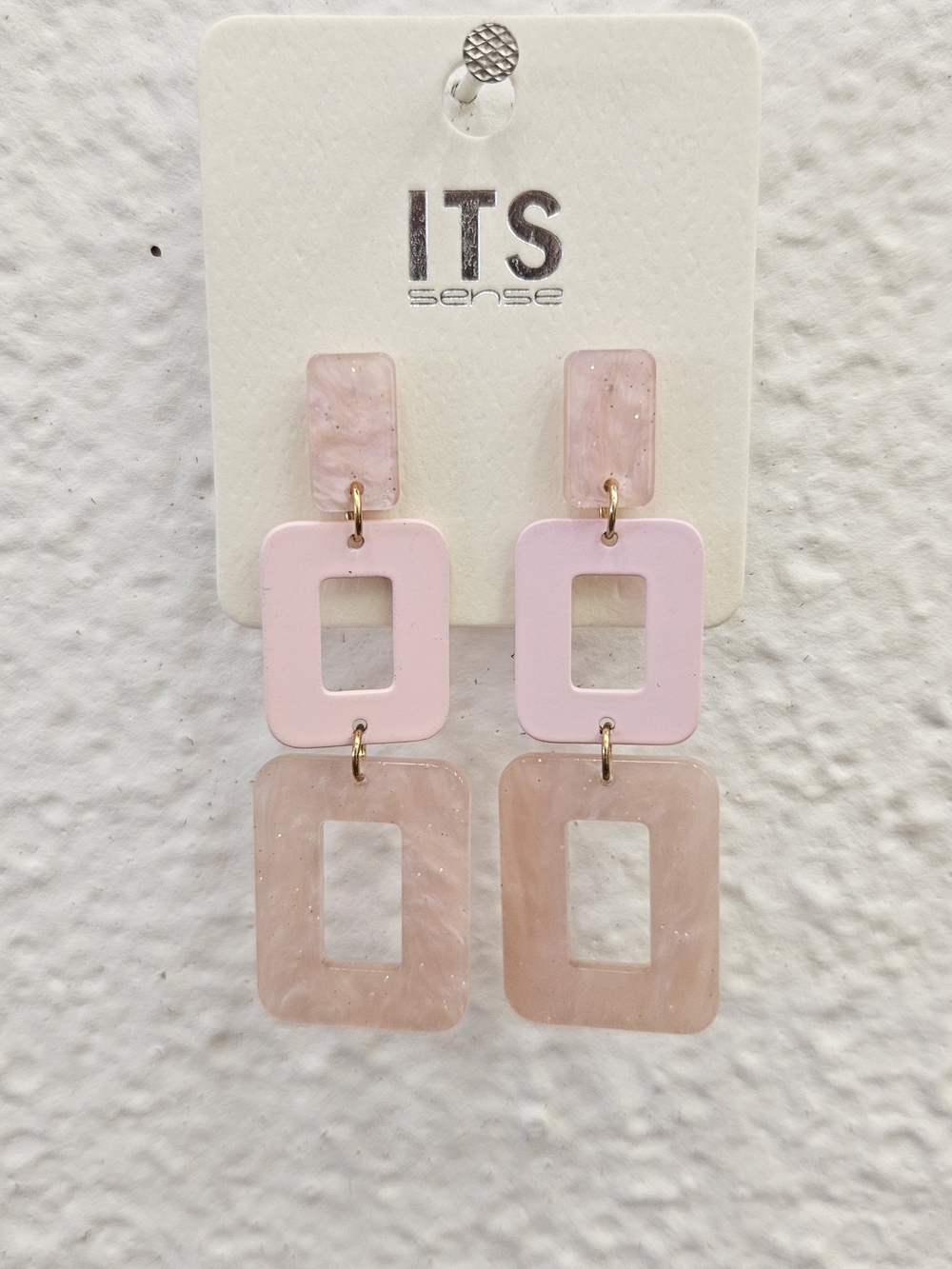 Pink Geometric Drop Earrings